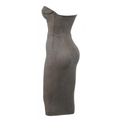 'Anarosa' gray suede strapless dress